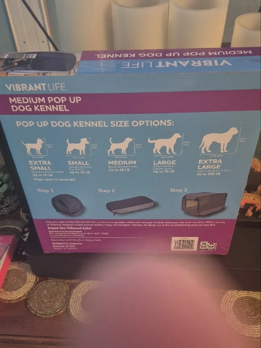 Vibrant Life Medium Pop-Up Dog Kennel — Blue